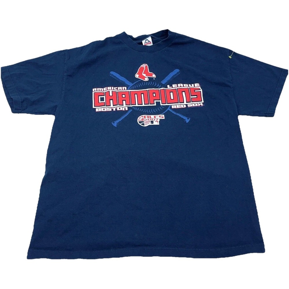 Vintage Boston Red Sox Shirt Men XL Blue Tee Spell Out‎ Y2K Cyber 2007 Champs